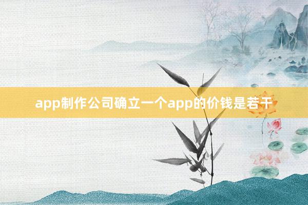 app制作公司确立一个app的价钱是若干