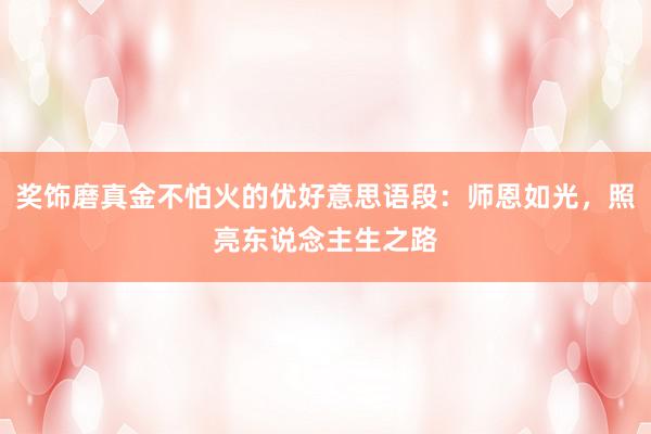 奖饰磨真金不怕火的优好意思语段：师恩如光，照亮东说念主生之路